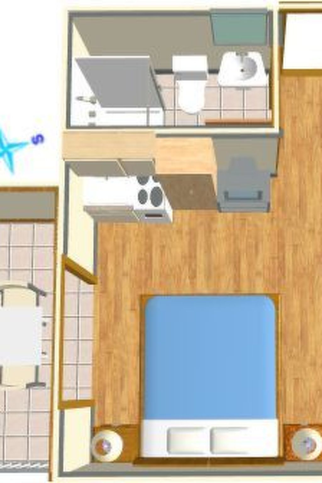 Komfortables Studio-Apartment mit Meerblick-Binnen