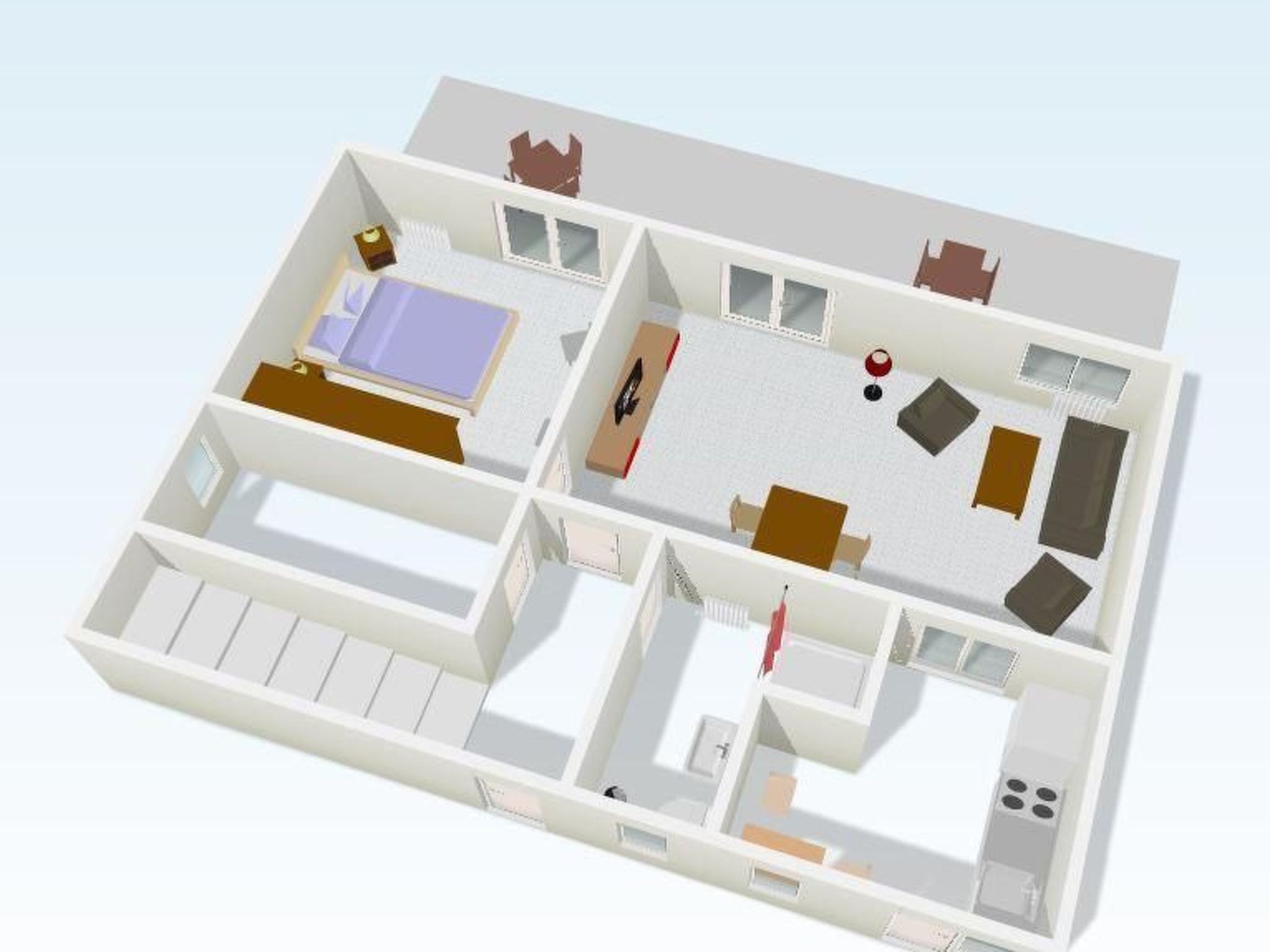 Karmen auf zwei Ebenen mit Garten-Binnen