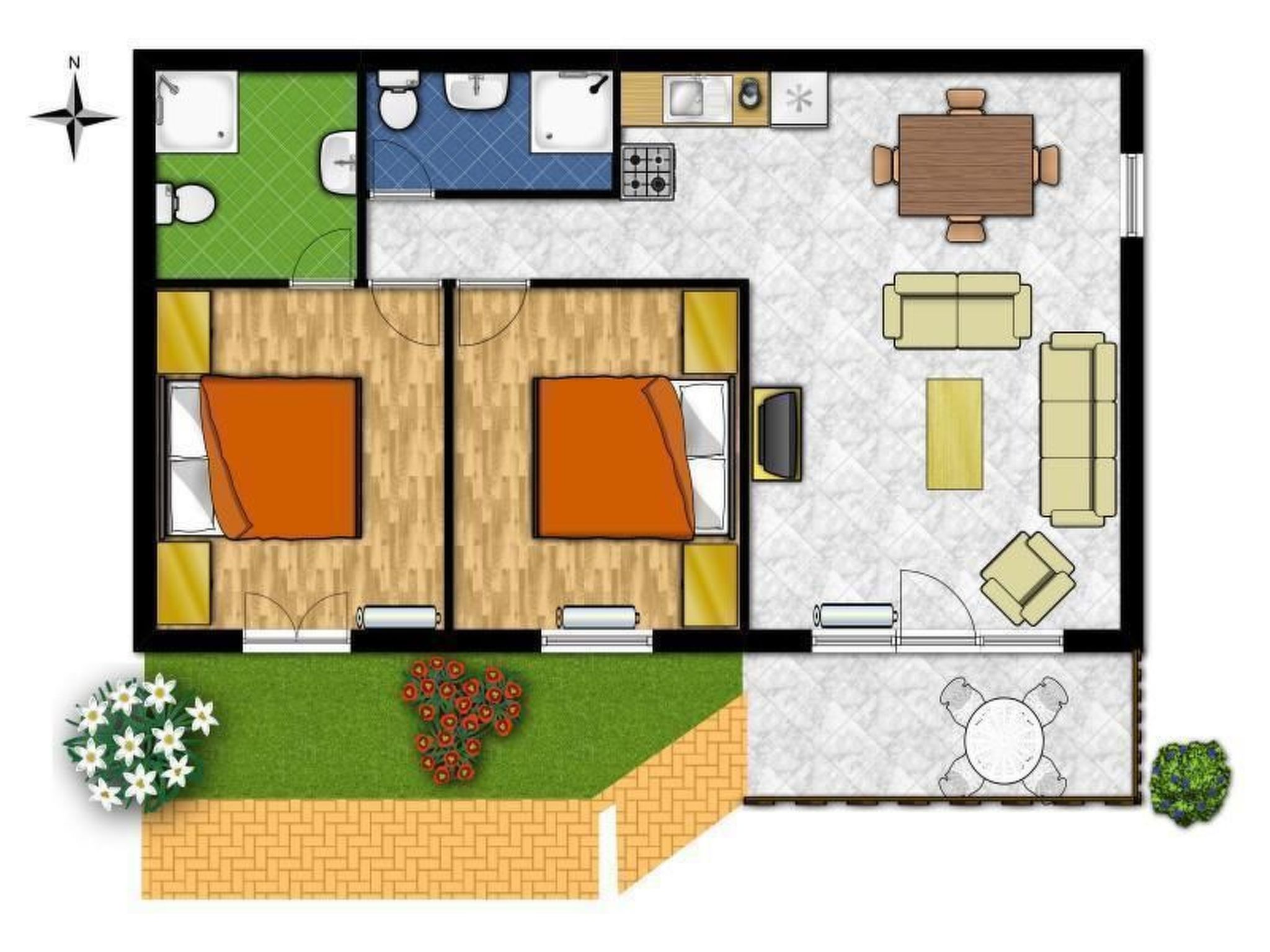 Bequem eingerichtete Wohnung mit großem Garten-Binnen