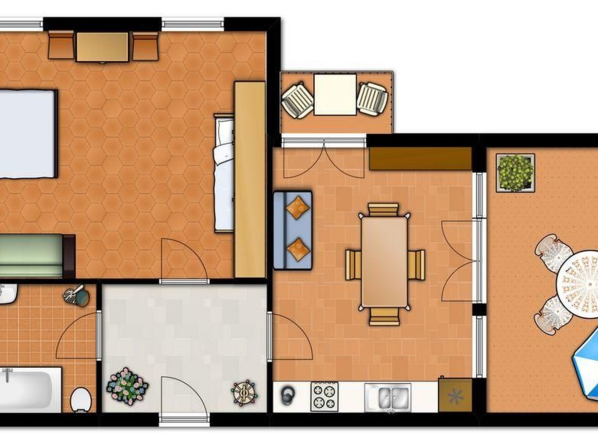 Wohnung mit schönem Garten-Dedans