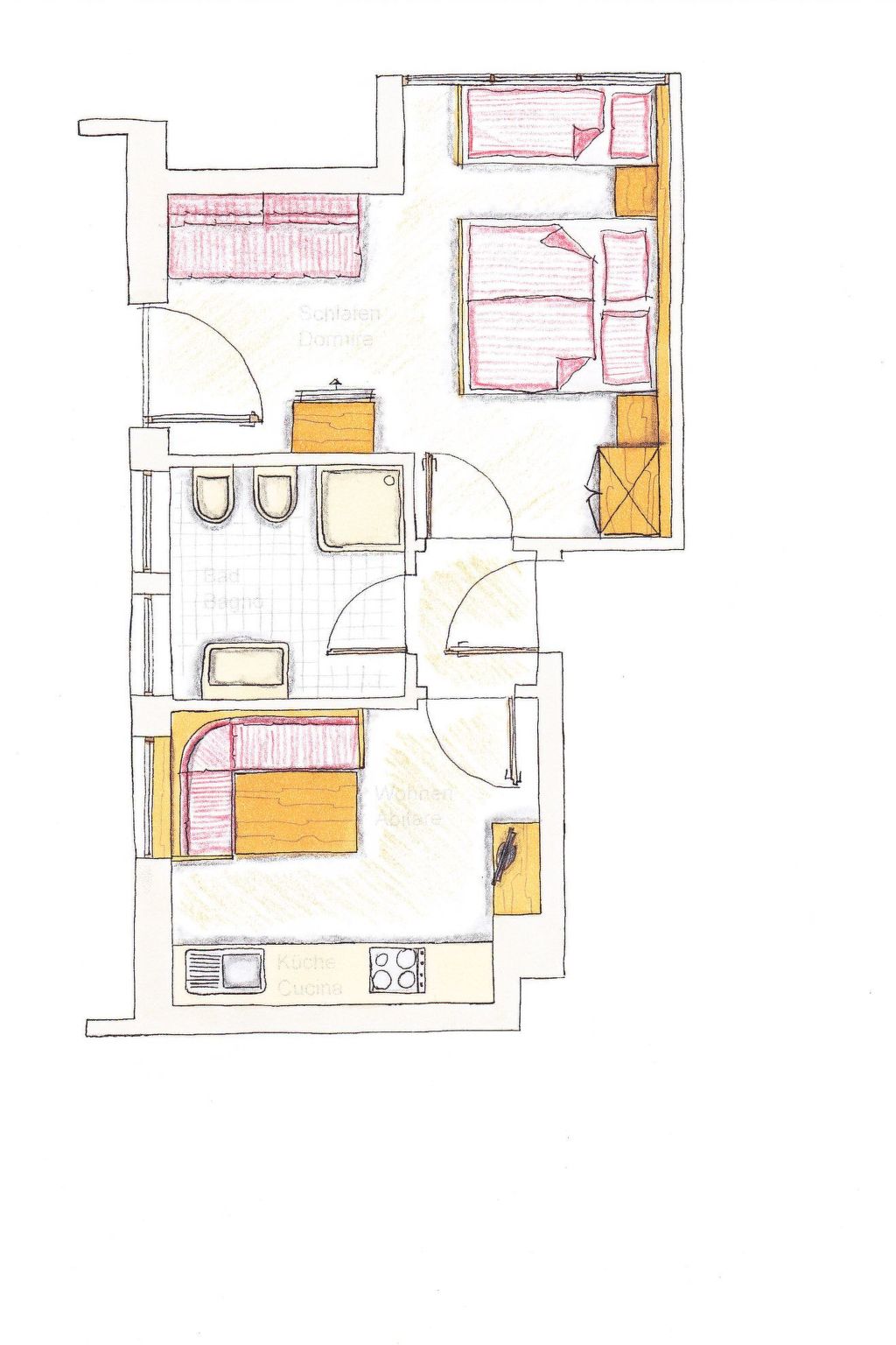 Apartment mit 1 Schlafzimmer und Terrasse/Balkon