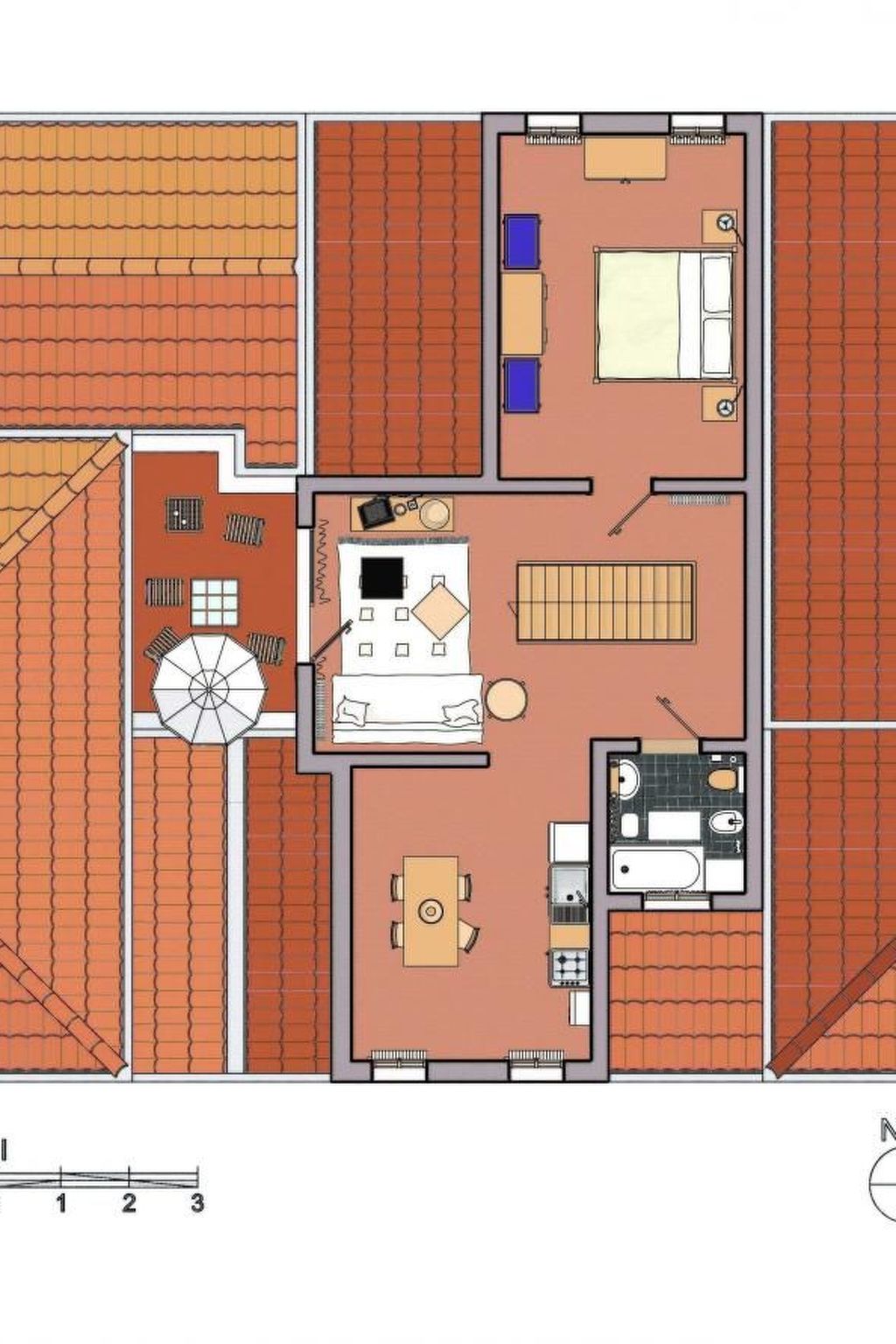 Zweijährige Terrassenwohnung-Drinnen