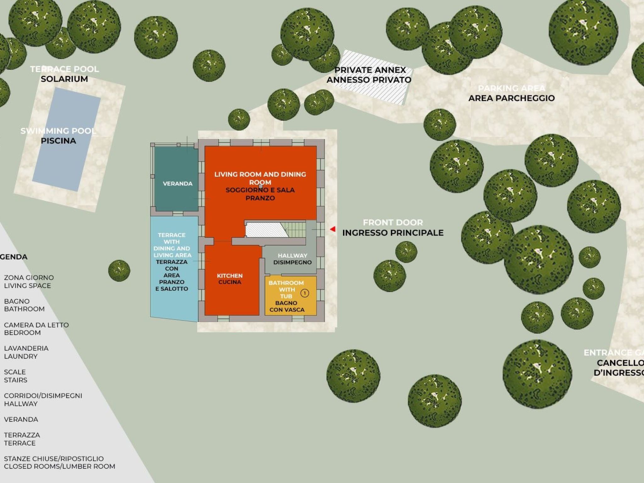 Licht unter den Buchen, Marche Urlaub, privater Pool