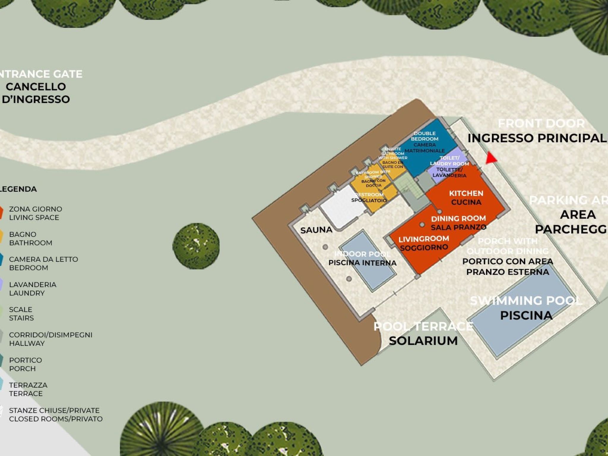 Villa Montefalcone, Außen- und Innenpool-Binnen