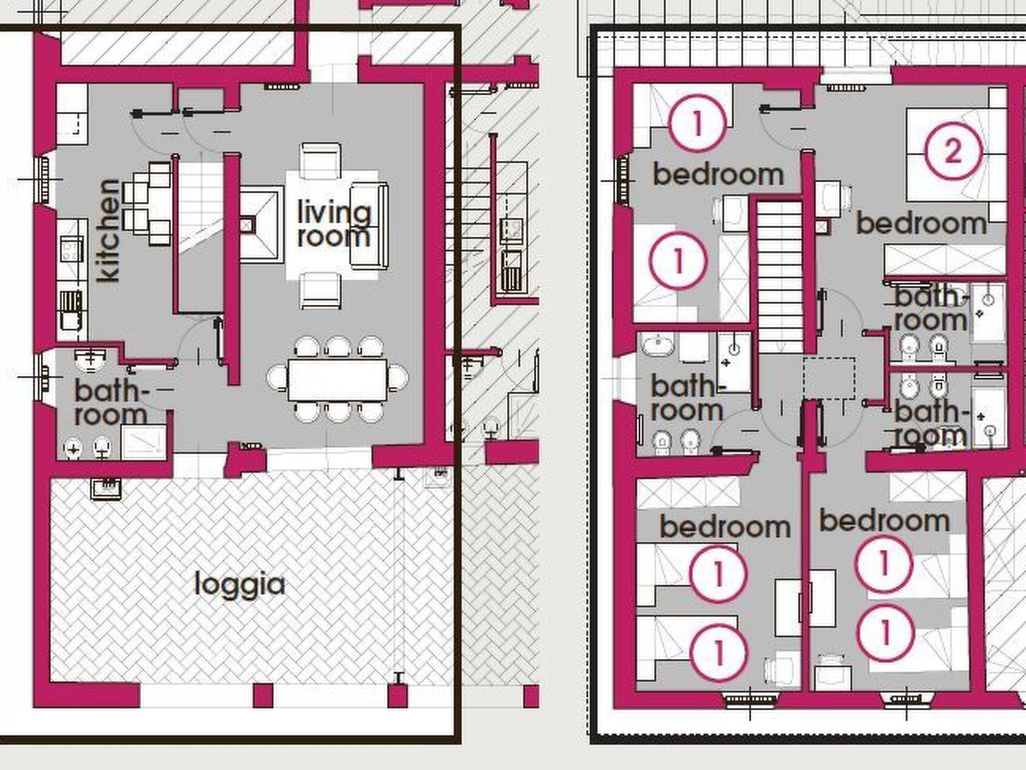 Große Wohnung mit 3 Schlafzimmern und 4 Bädern-Image-tags.info