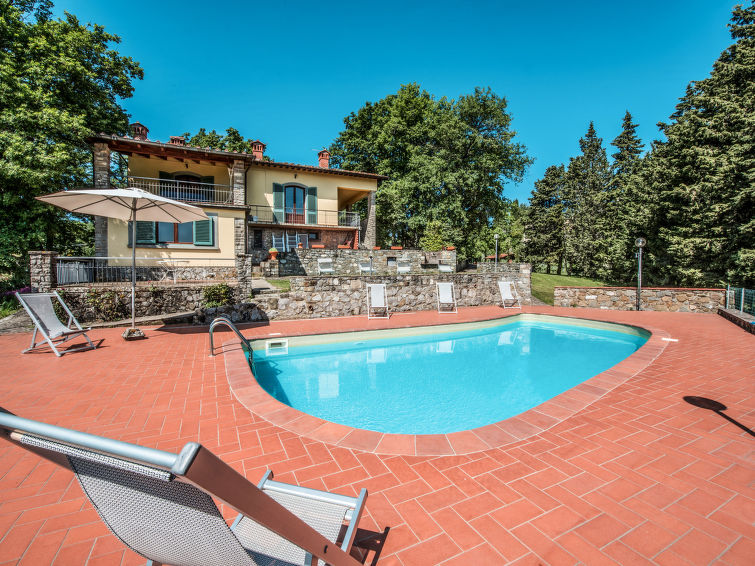 Open haard en privézwembad in rustiek vakantiehuis Caiano, Radda in Chianti in Radda in Chianti