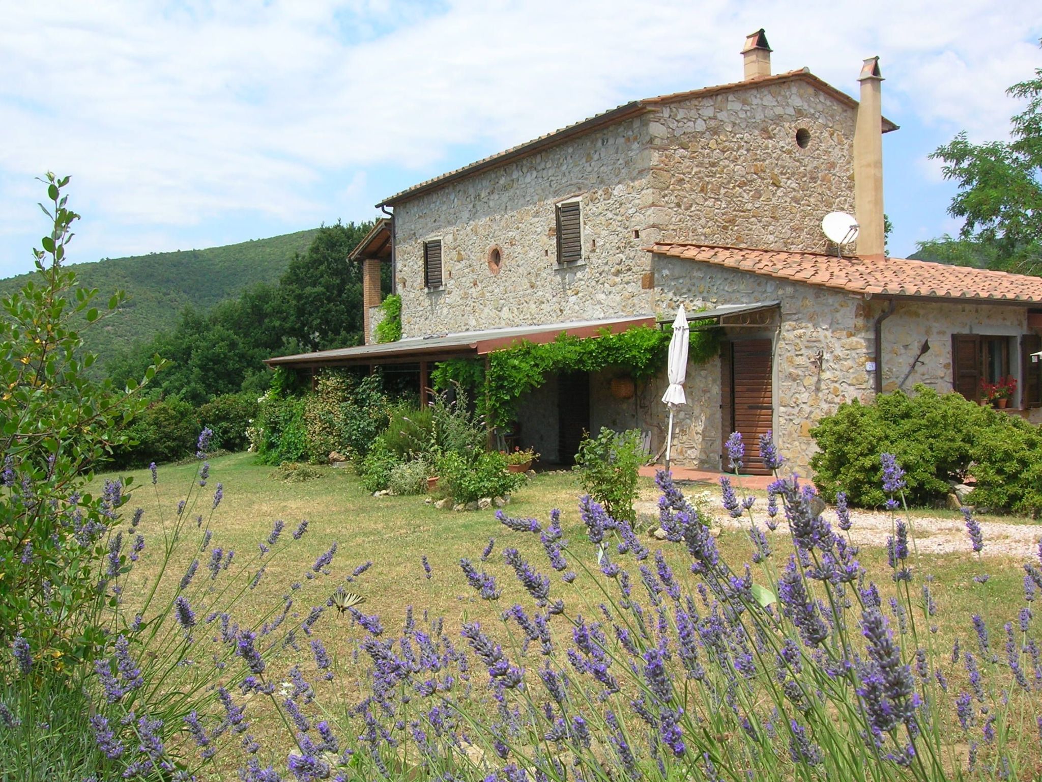 A classic 19th-century Tuscan stone farmhouse, renovated and converted into a country house today. The farmhouse, which extends over 3 hectares, overlooks the Tyrrhenian coast and is surrounded by hil..