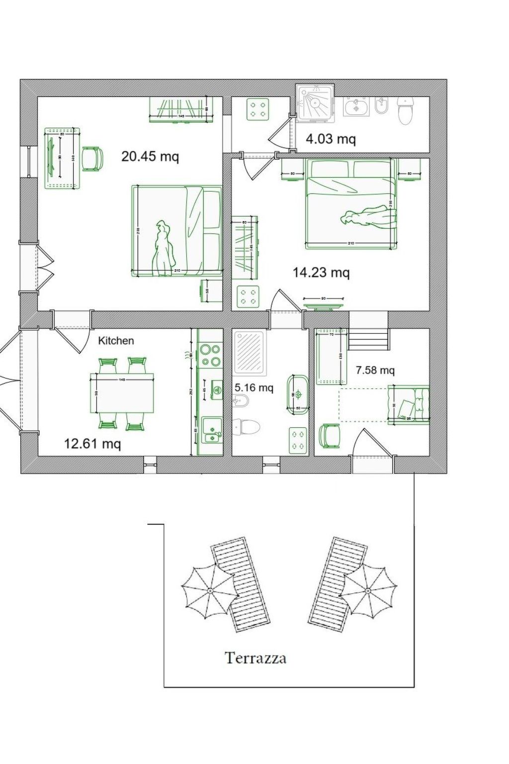 Suite con Giardino-Drinnen