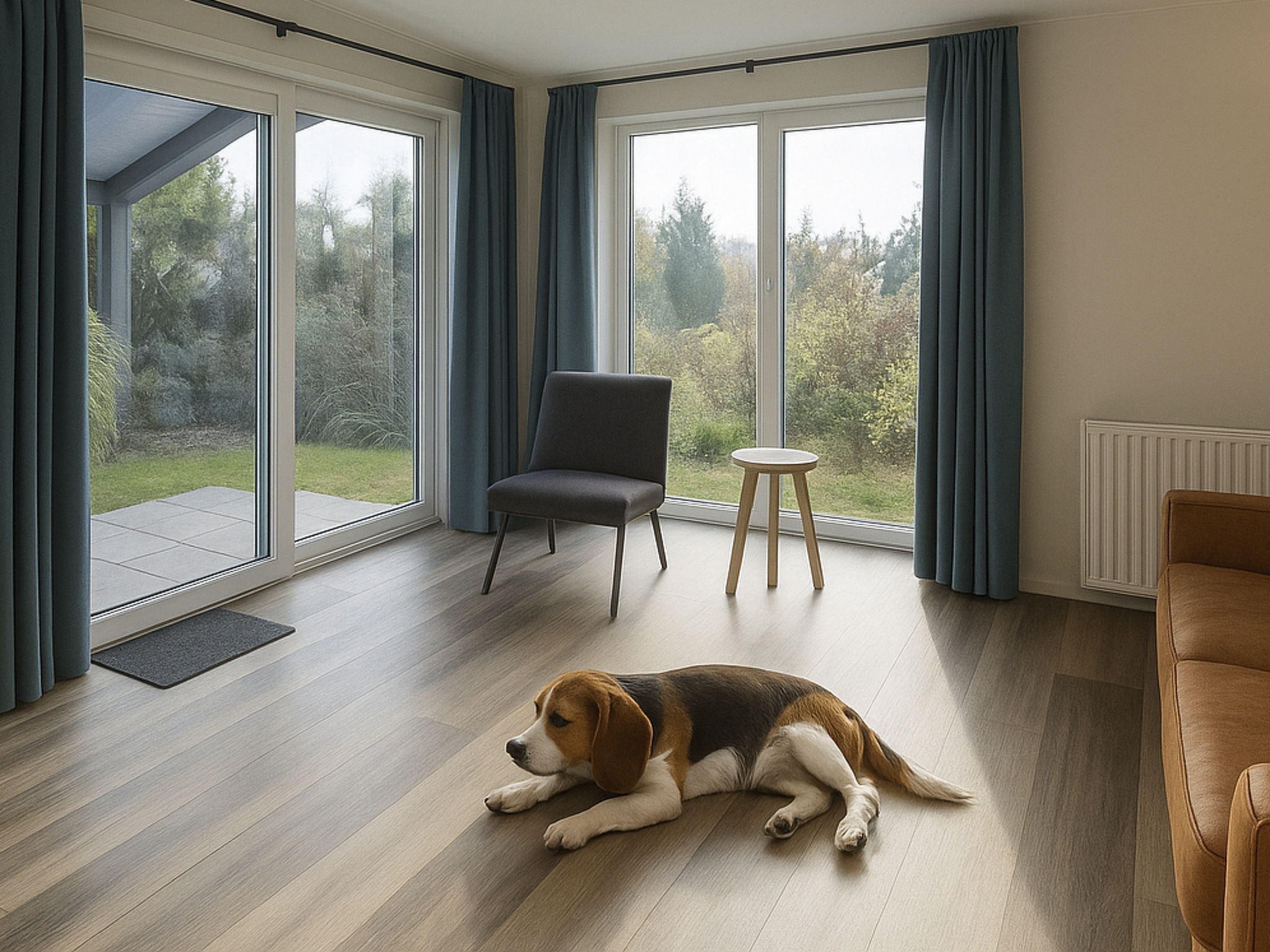 Zeegroen mit Hund