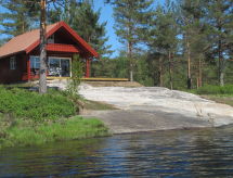 Houten huis Risdalbu direct aan meer in Mykland, Noorwegen - thumbnail 6