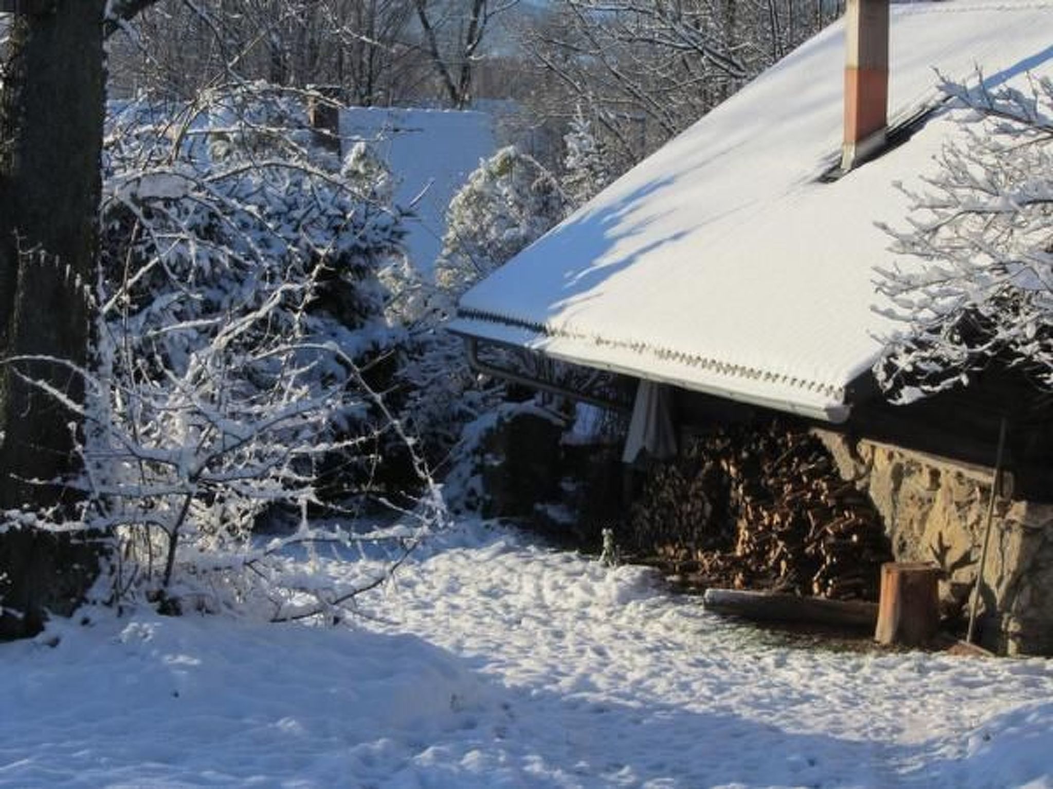 Blockhaus in Gajówka mit Kaminofen-Inside
