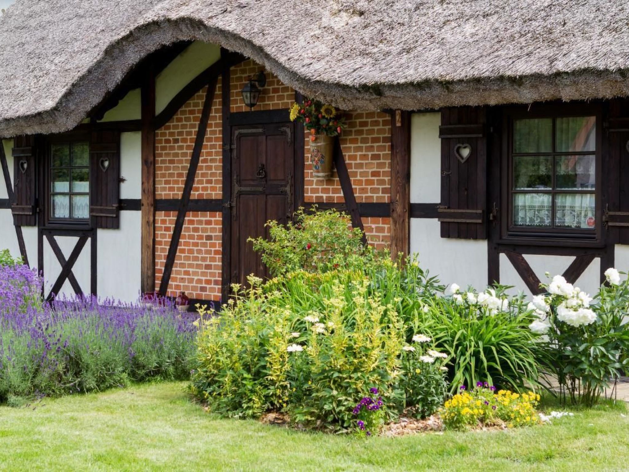 This picturesque thatched holiday house has a large garden (1200 qm) and is located next to the beach . All rooms were renovated in 2018 and are in cottage style. The garden offers the opportunity to ..
