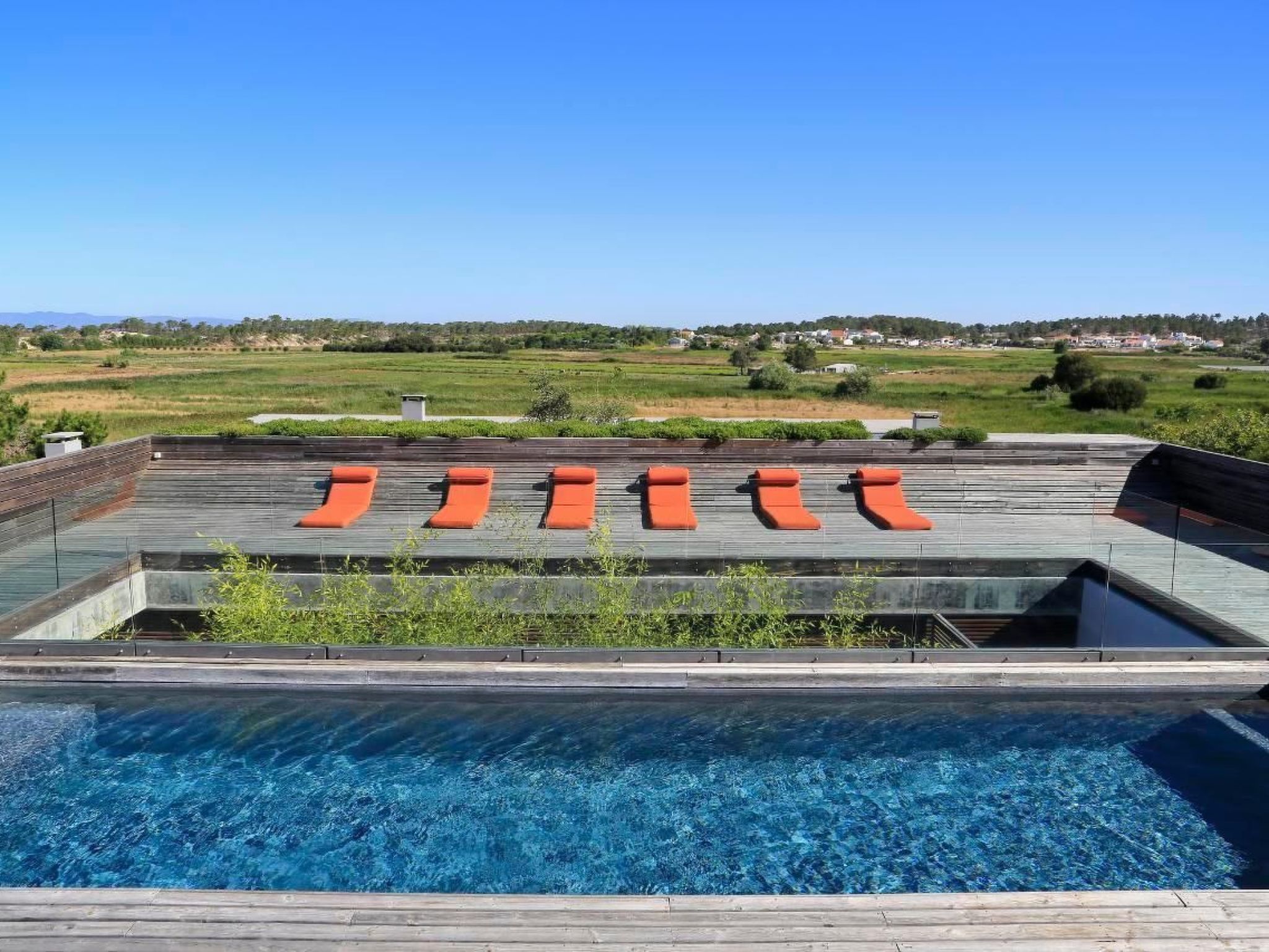 Exklusive Design-Villa in den Dünen, Pool auf dem Dach-Binnen