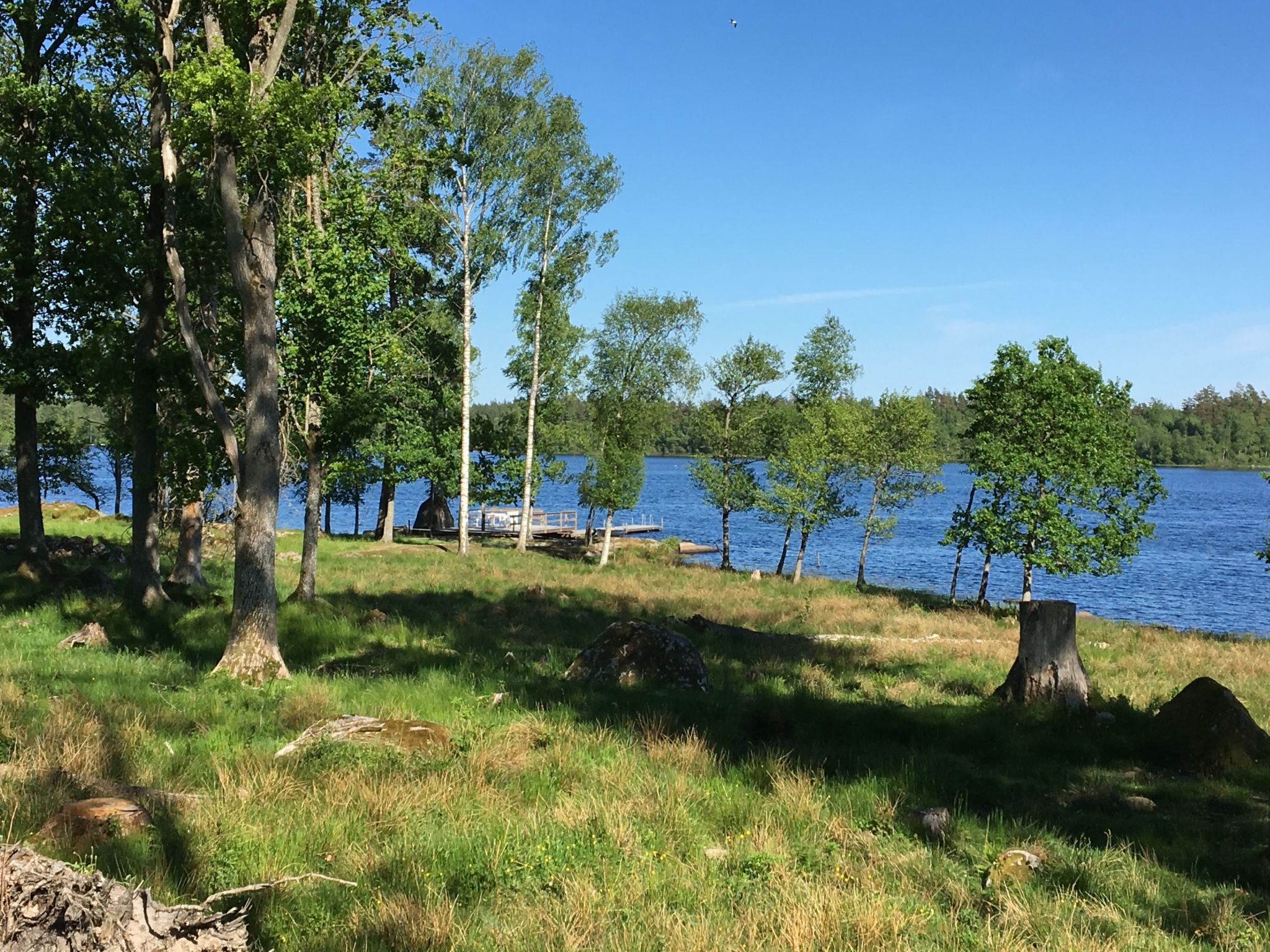Schönes Ferienhaus in Småland mit Sauna, Bootssteg zum Schwimmen mit Ruderboot - Draußen
